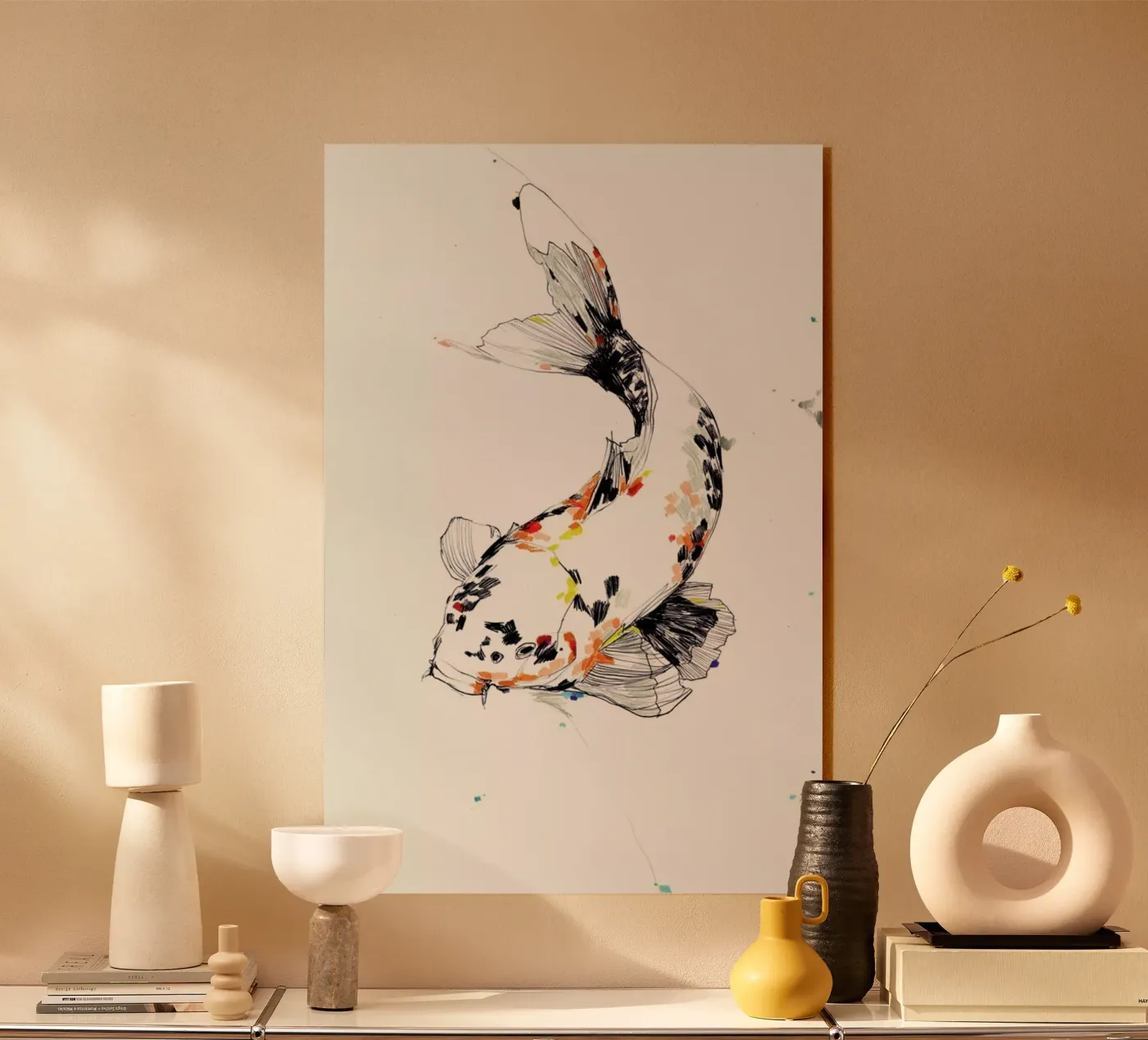 Koi acrylic glass by Mala Alani