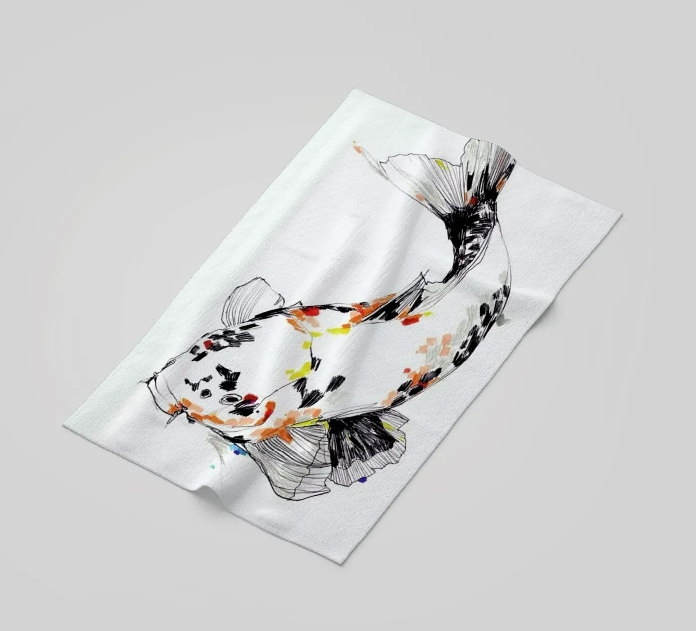 Koi beach towel by Mala Alani