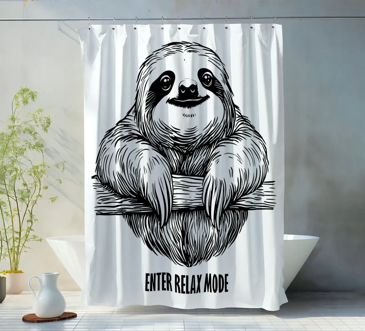 Enter Relax Mode | Faultier Motivations-Motiv Duschvorhang von Autofocus