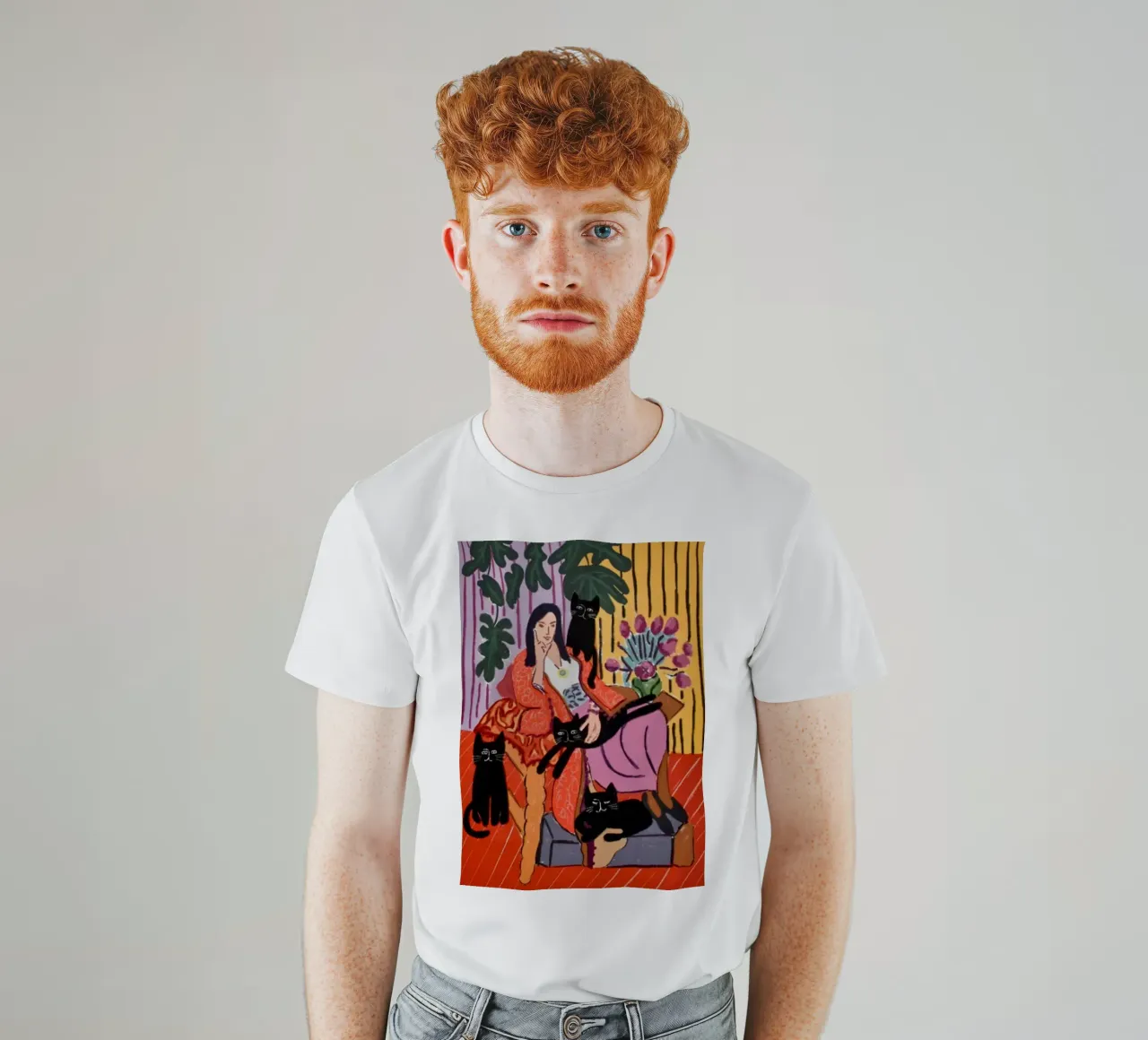 Women And Black Cat t-shirt by Perdana shop