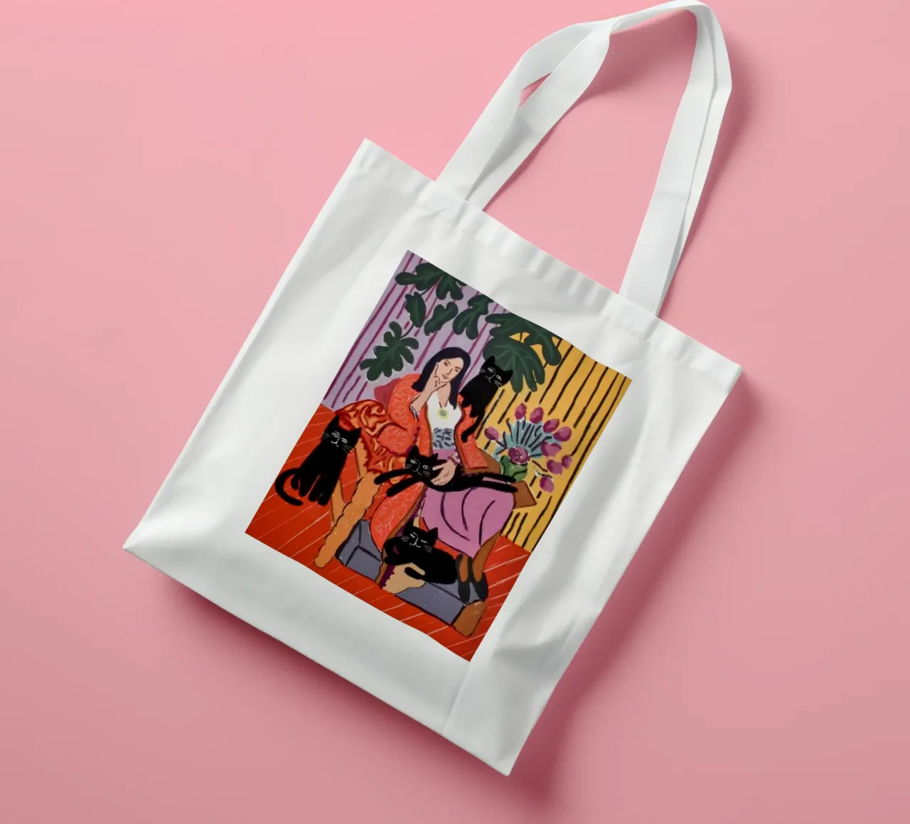 Women And Black Cat tote bag by Perdana shop