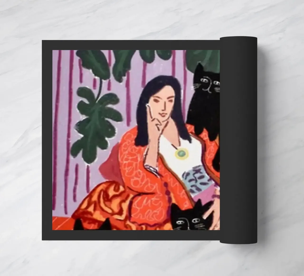 Women And Black Cat doormat by Perdana shop