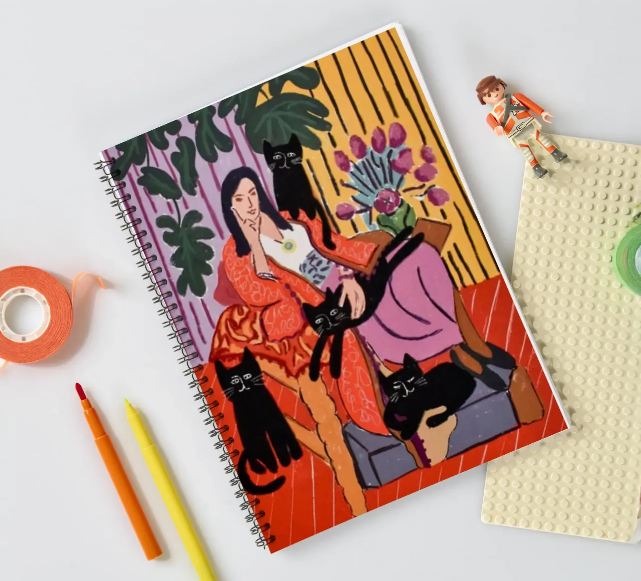 Vrouwen en zwarte kat notitieboek met spiraal van Perdana shop
