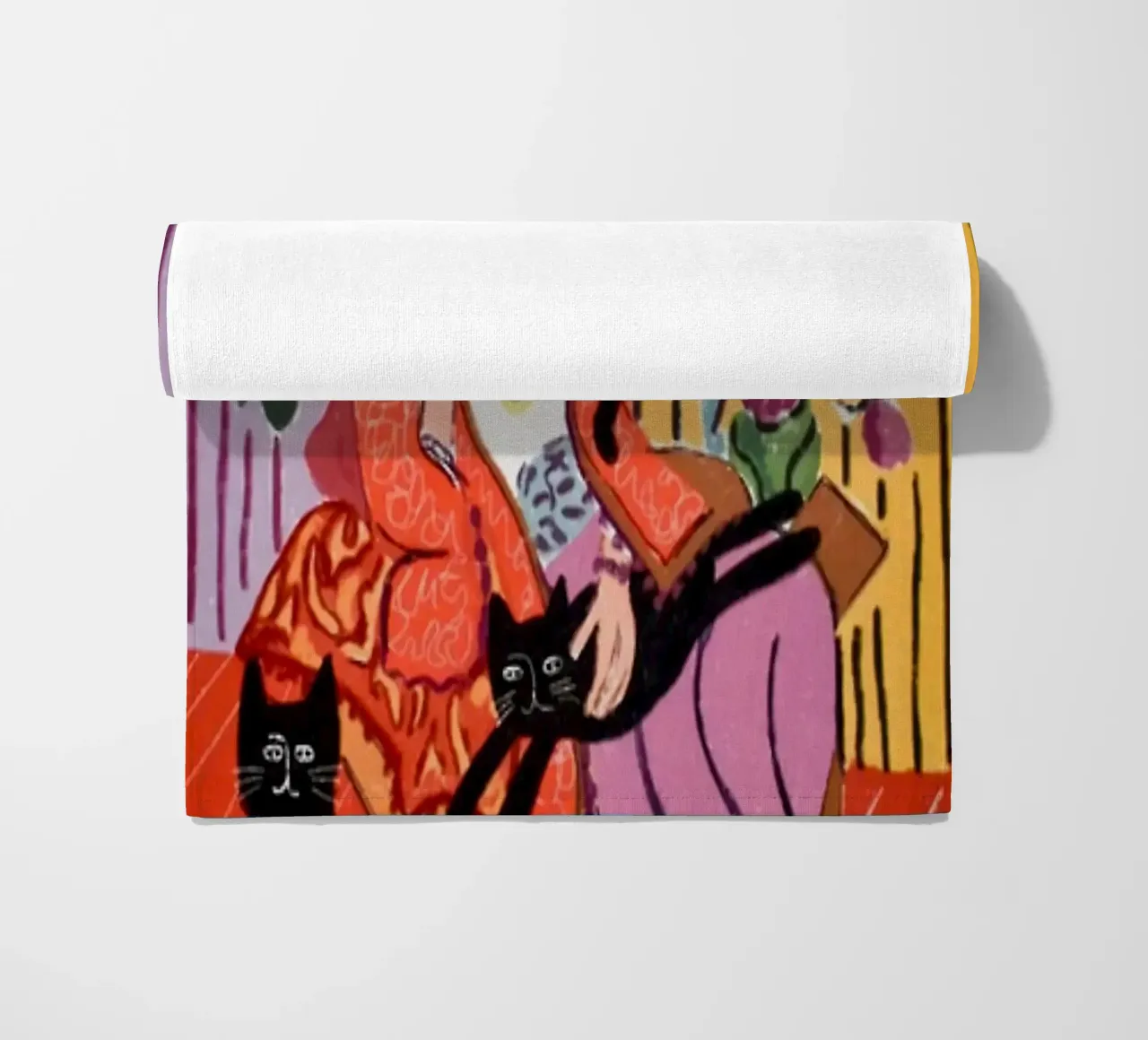 Women And Black Cat beach towel by Perdana shop