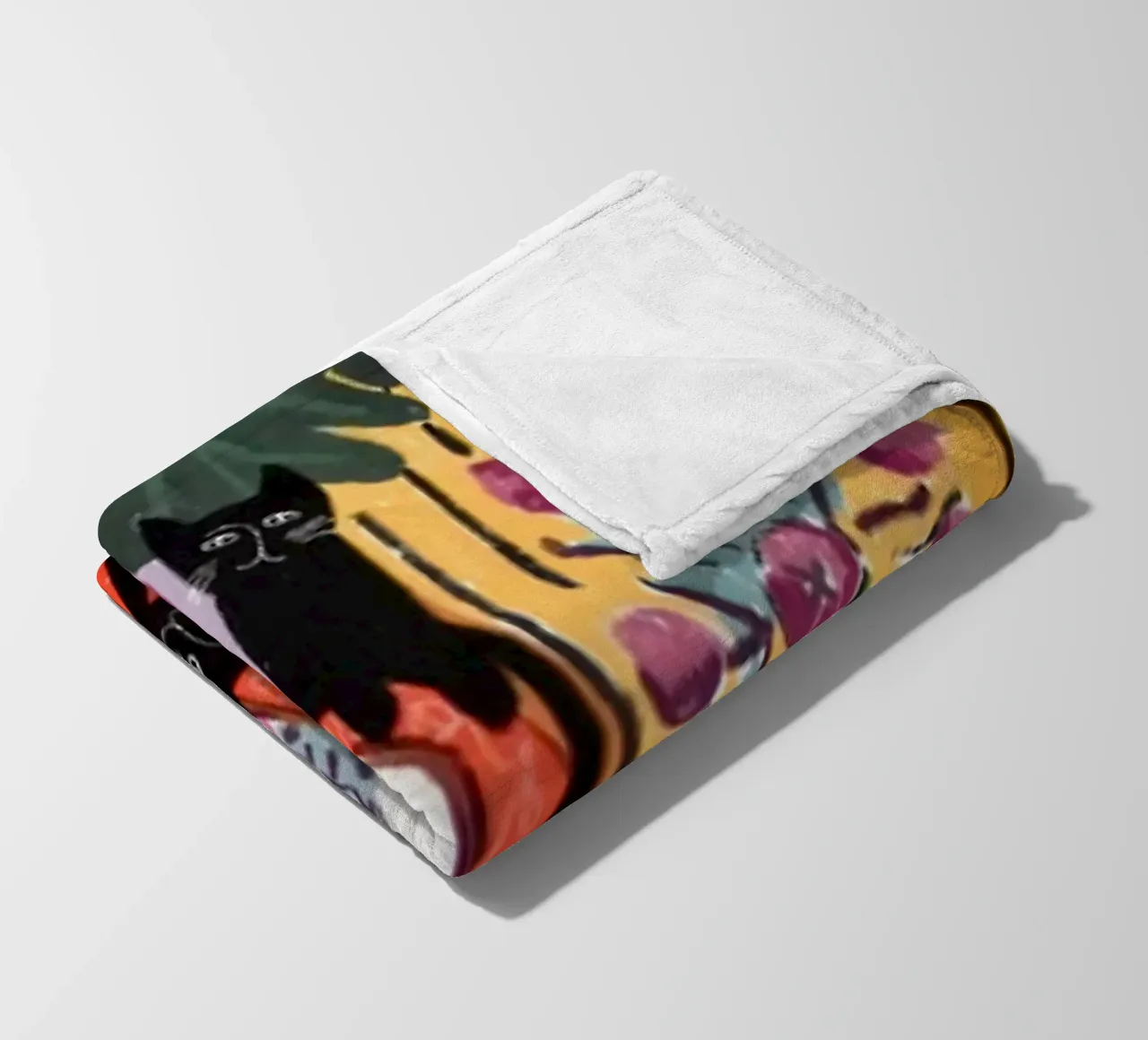 Women And Black Cat fleece blanket by Perdana shop
