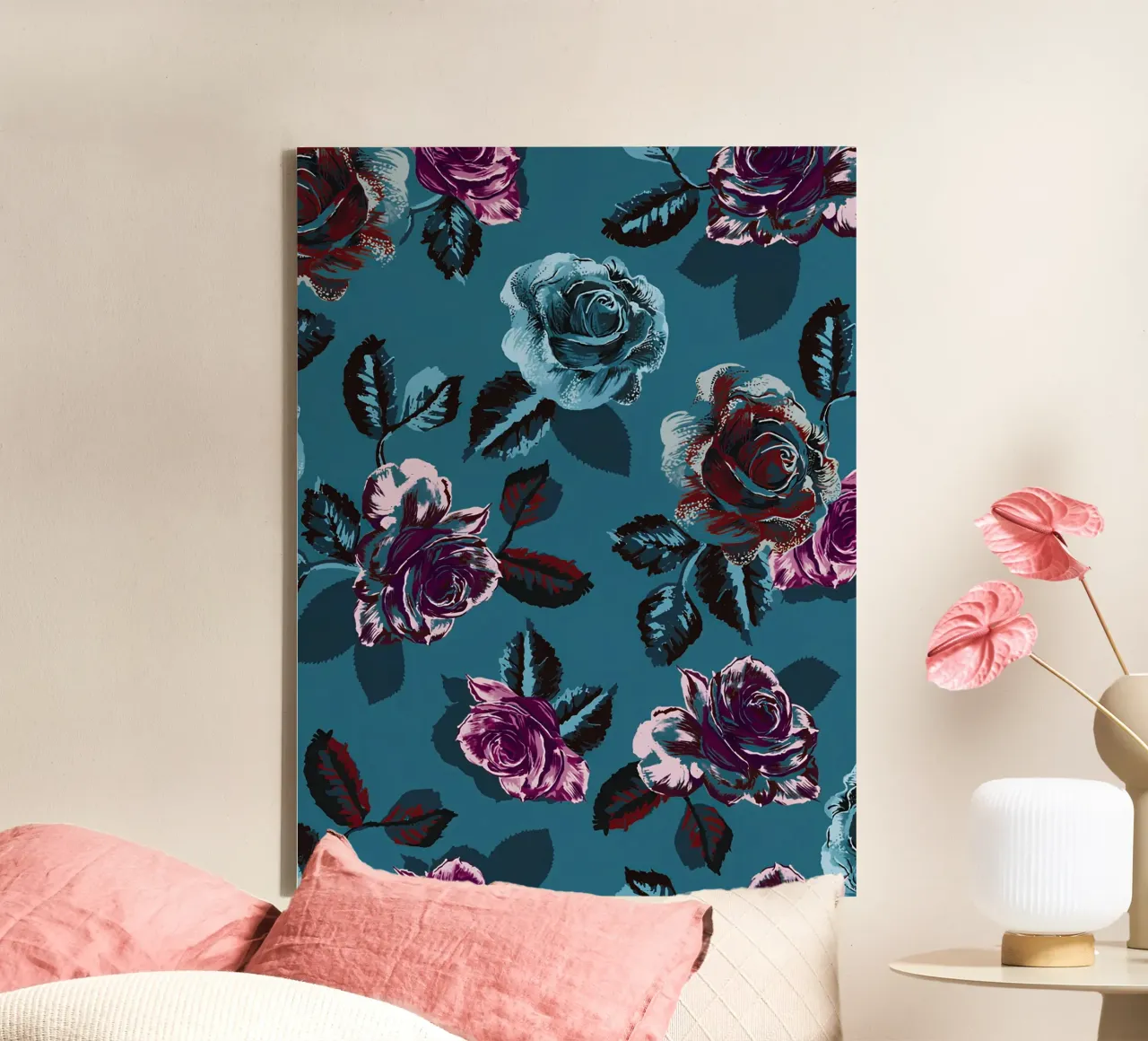 Schemerrozen canvas met Baklijst van ComfyCouture