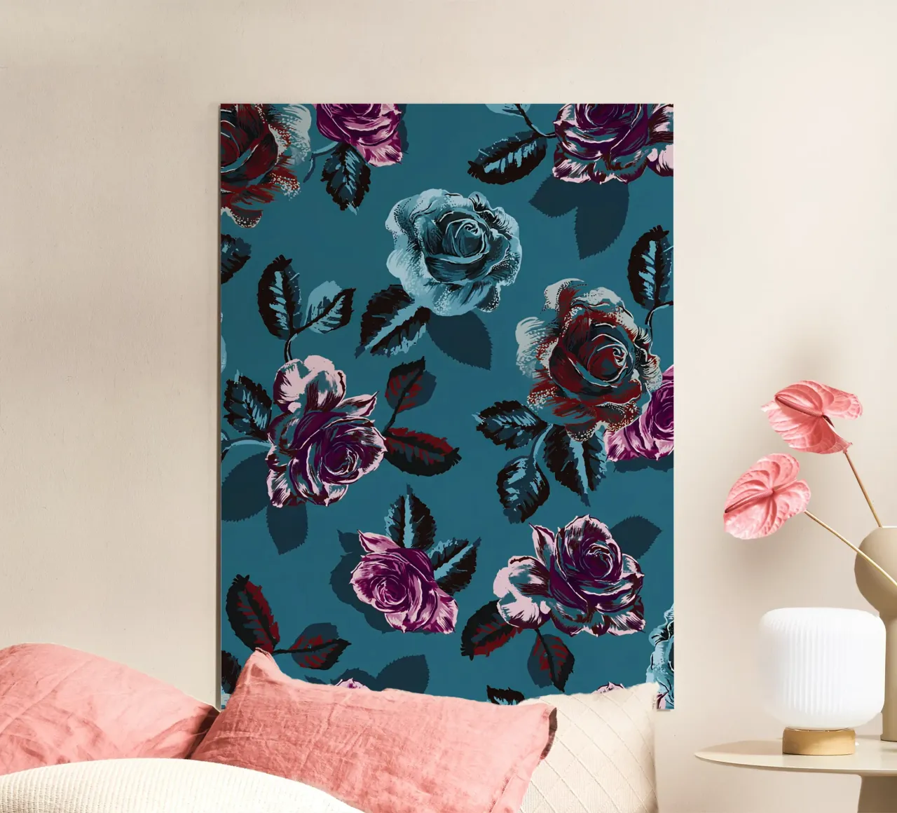 Schemerrozen poster met kunststof frame van ComfyCouture