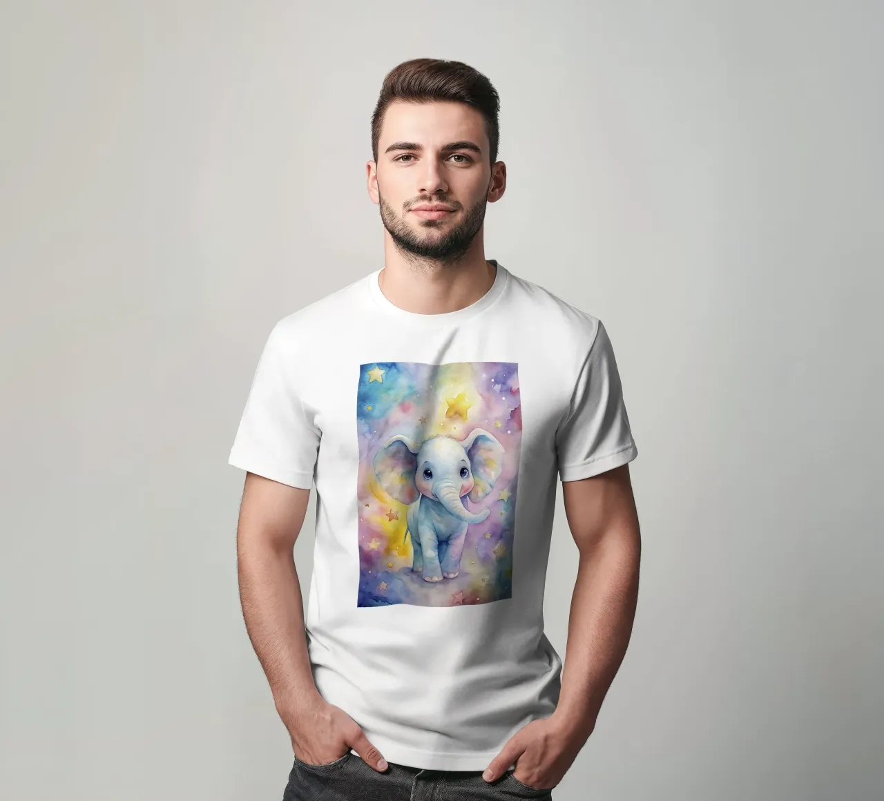 Elefante ad acquerello t-shirt da 🎁 ARTVI-SHOP