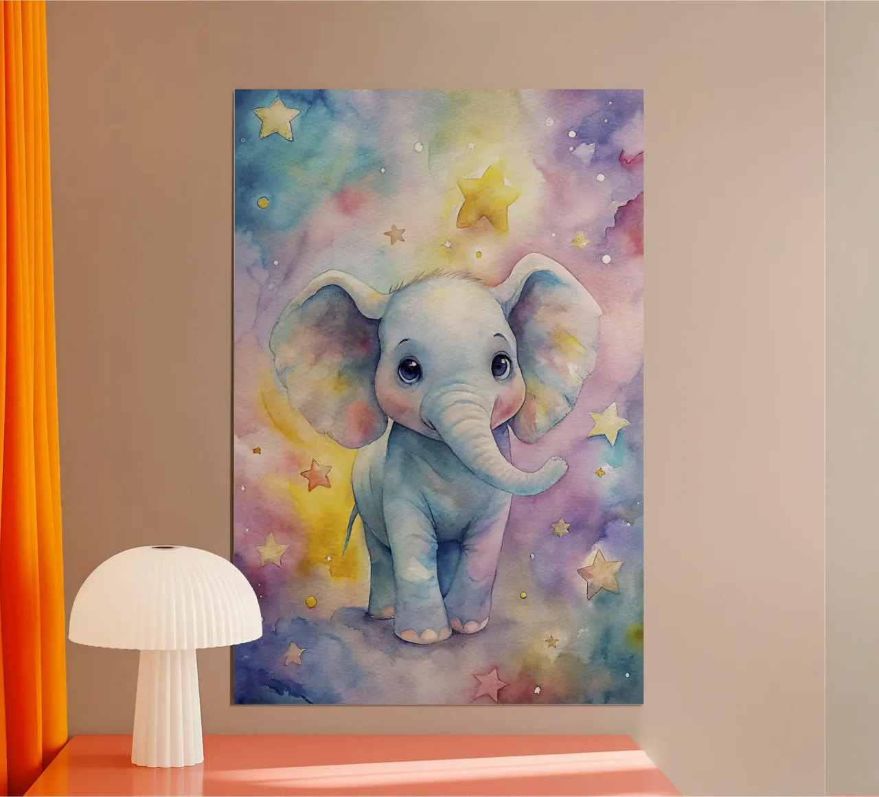 Elefante ad acquerello poster con telaio in legno da 🎁 ARTVI-SHOP