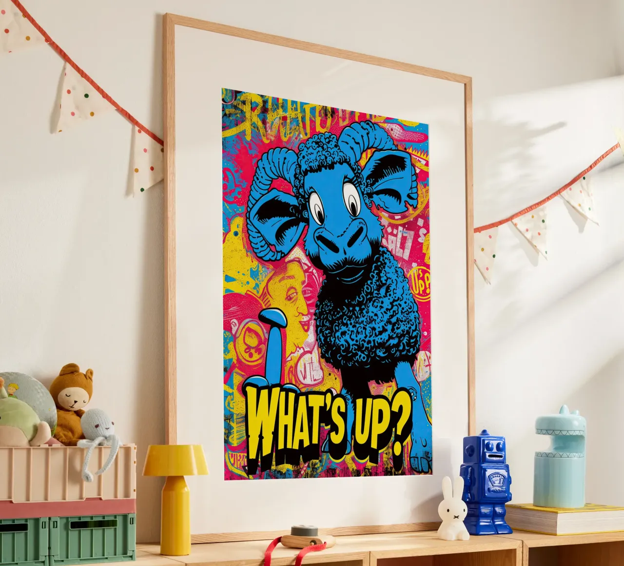 What's Up | Graffitis graciosos en la calle poster con marco de plástico de Autofocus