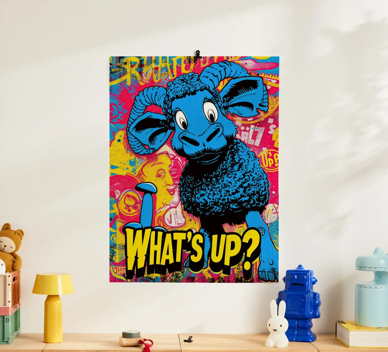 What's Up | Graffitis graciosos en la calle poster con marco de plástico de Autofocus