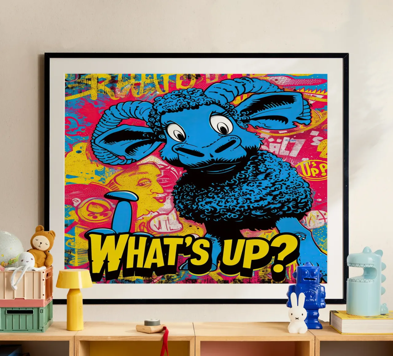 What's Up | Graffitis graciosos en la calle poster con marco de plástico de Autofocus