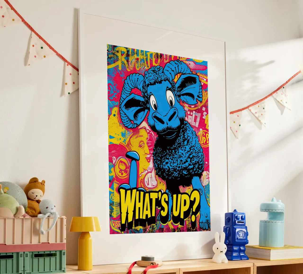 What's Up | Graffitis graciosos en la calle poster con marco de plástico de Autofocus