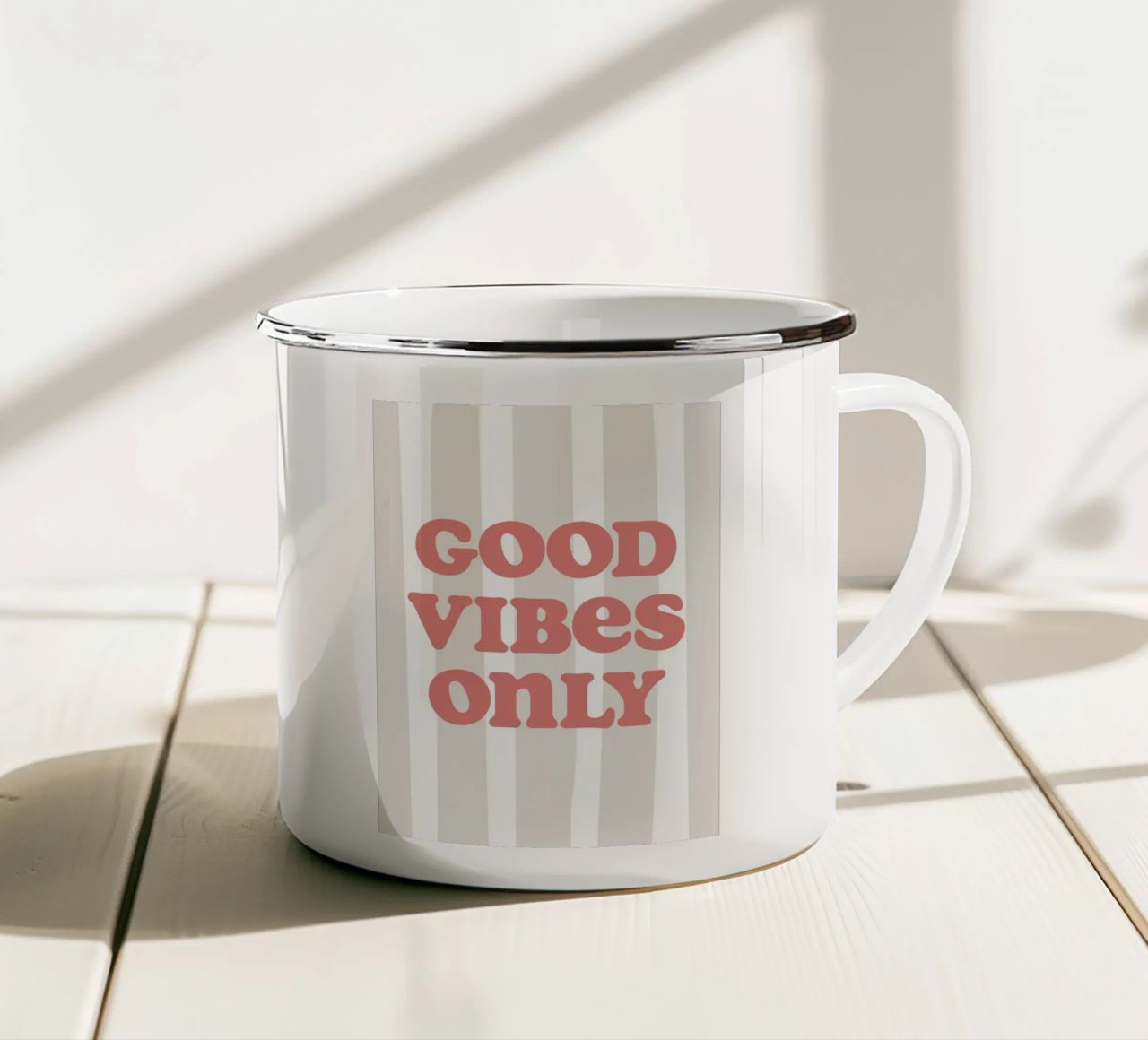 Good vibes only tazza in smalto da pv art