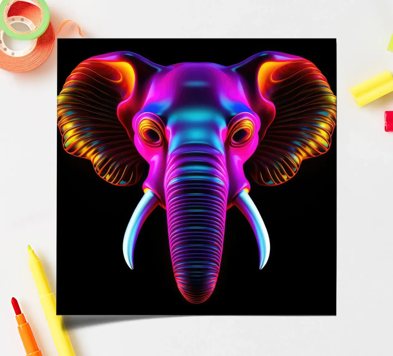 Neon leuchtender Baby-Elefant Stickerbogen von Animal Portraits