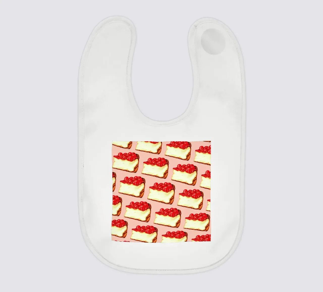 Cherry Cheesecake Pattern Pink baby bib by Kelly Gilleran