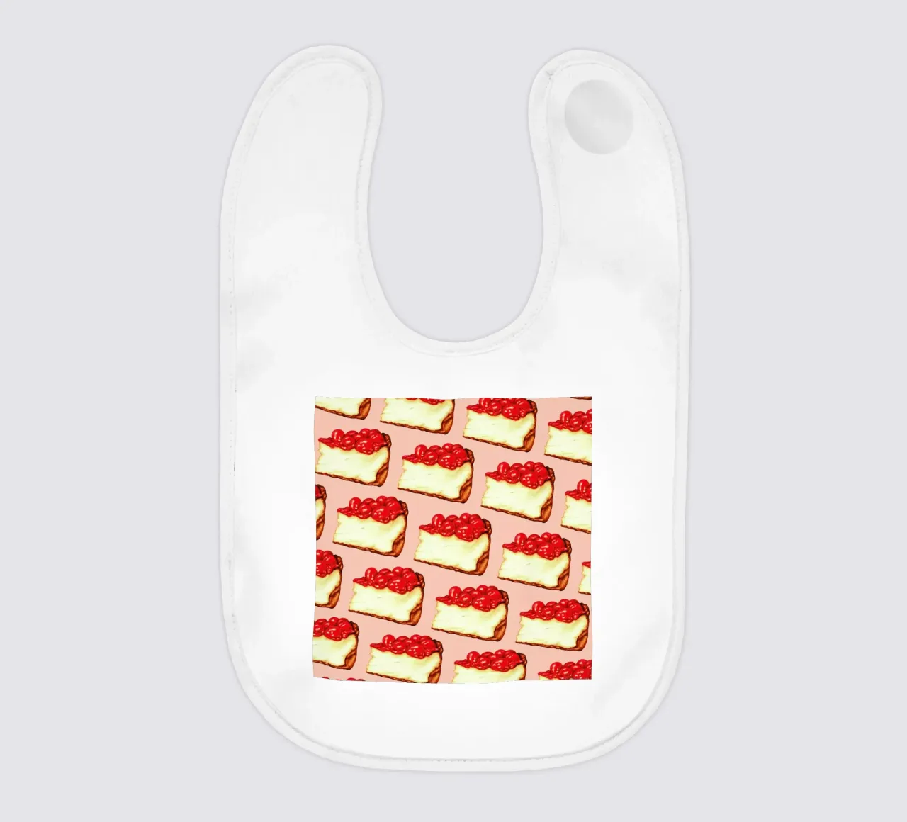 Cherry Cheesecake Pattern Pink baby bib by Kelly Gilleran