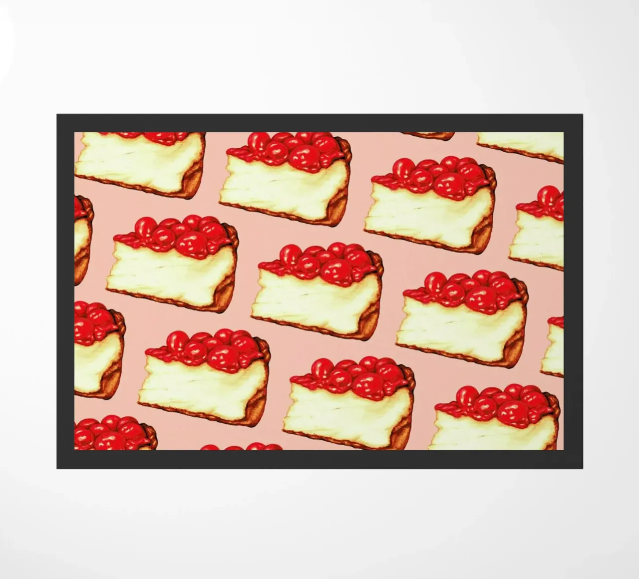 Cherry Cheesecake Pattern Pink doormat by Kelly Gilleran