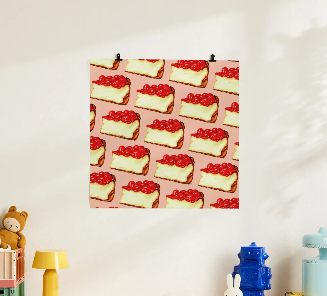 Cherry Cheesecake Pattern Pink poster da Kelly Gilleran