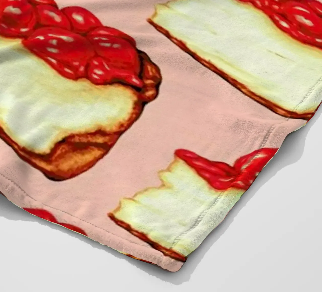 Cherry Cheesecake Pattern Pink fleece blanket by Kelly Gilleran