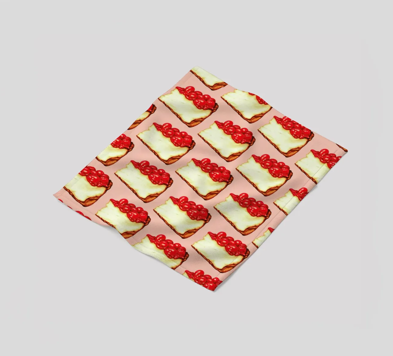 Cherry Cheesecake Pattern Pink fleece blanket by Kelly Gilleran