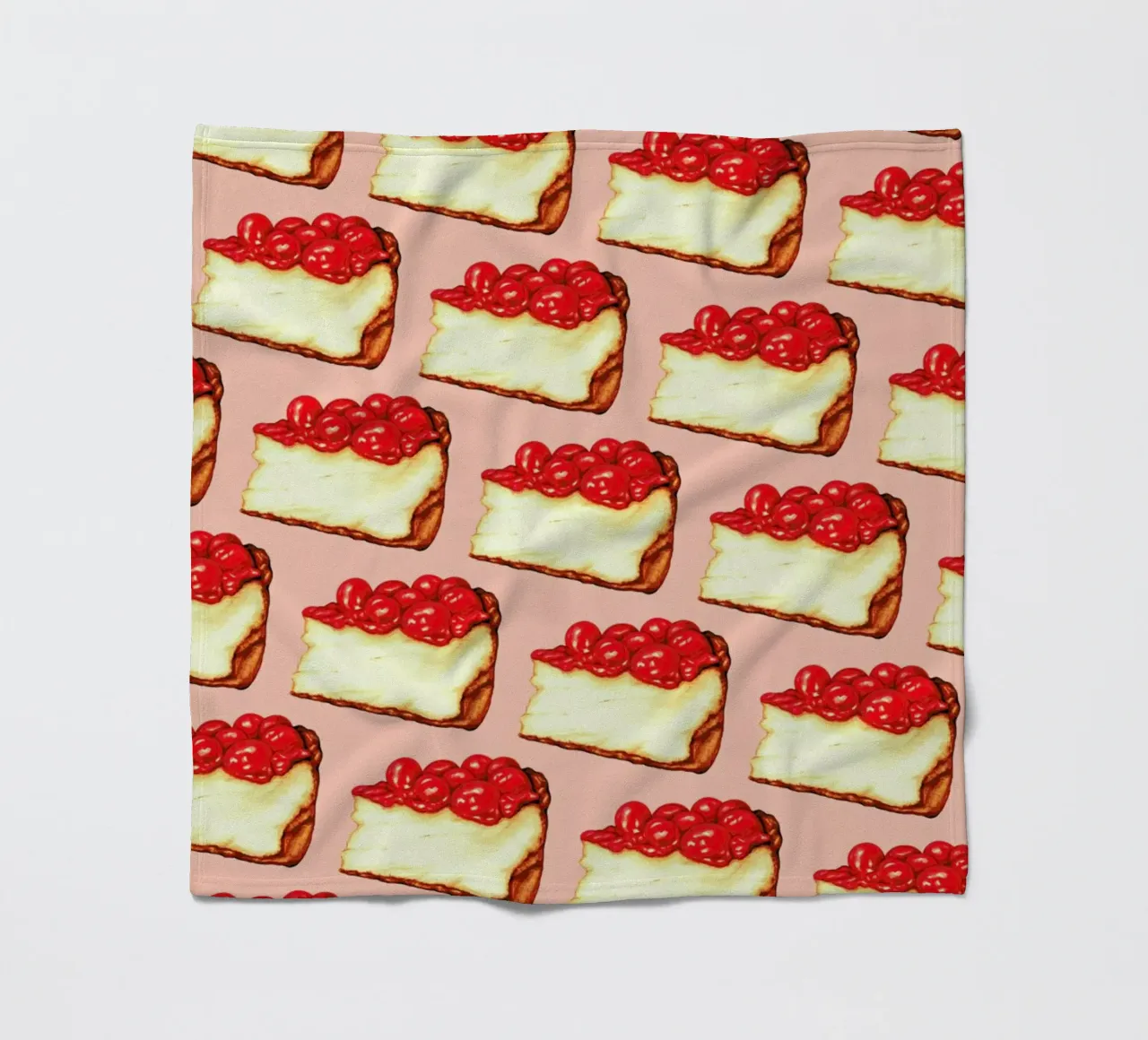 Cherry Cheesecake Pattern Pink fleece blanket by Kelly Gilleran