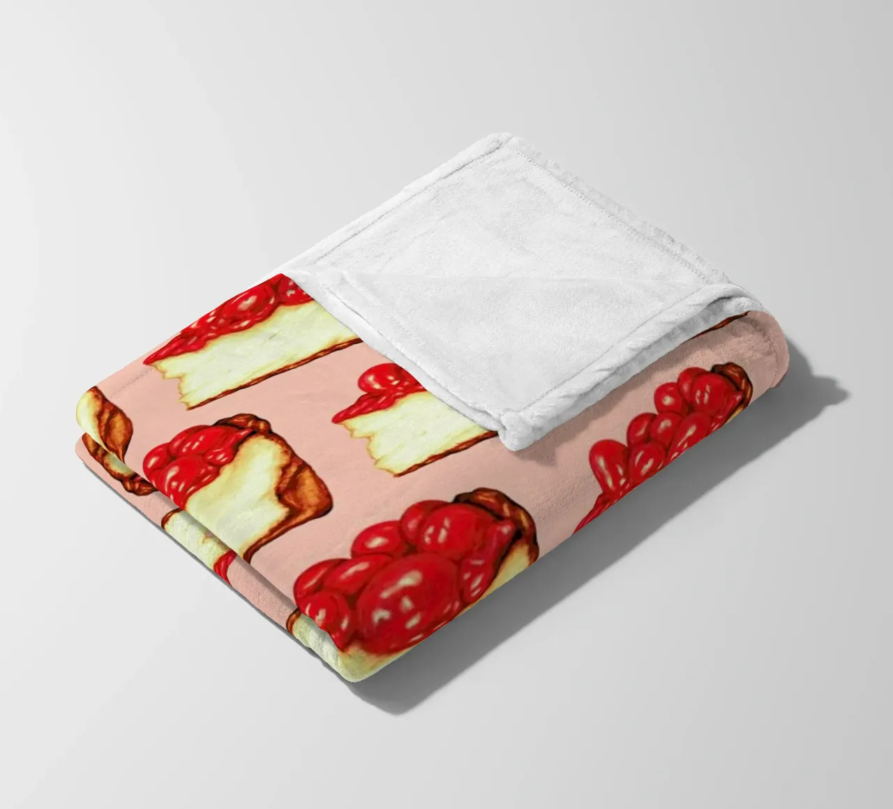 Cherry Cheesecake Pattern Pink fleece blanket by Kelly Gilleran