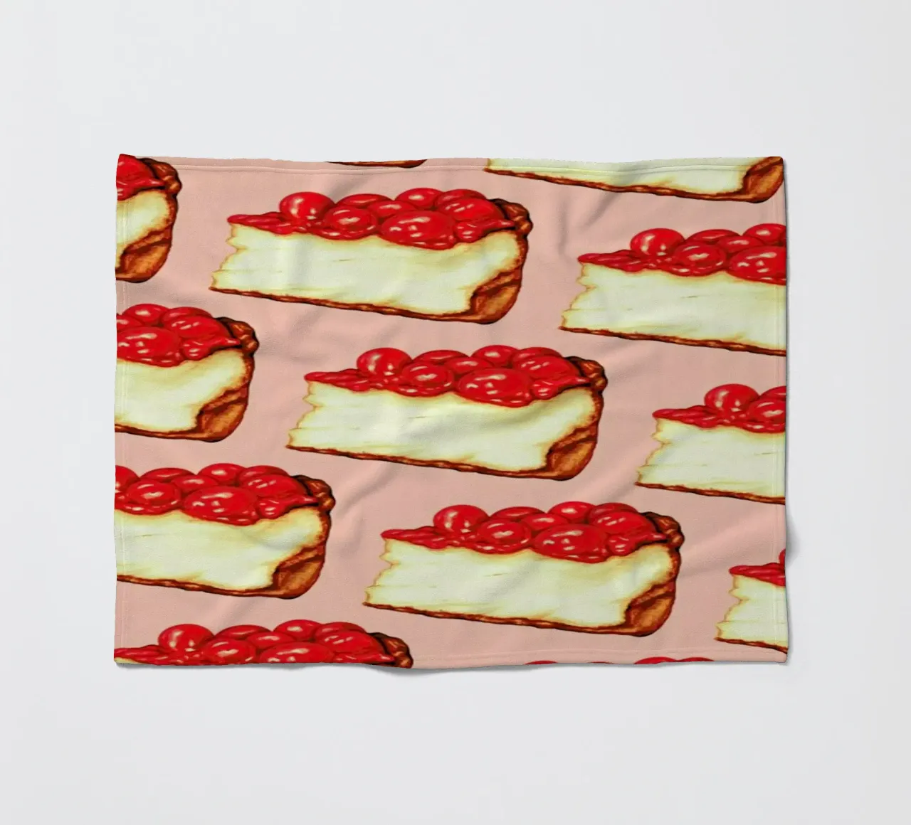 Cherry Cheesecake Pattern Pink fleece blanket by Kelly Gilleran
