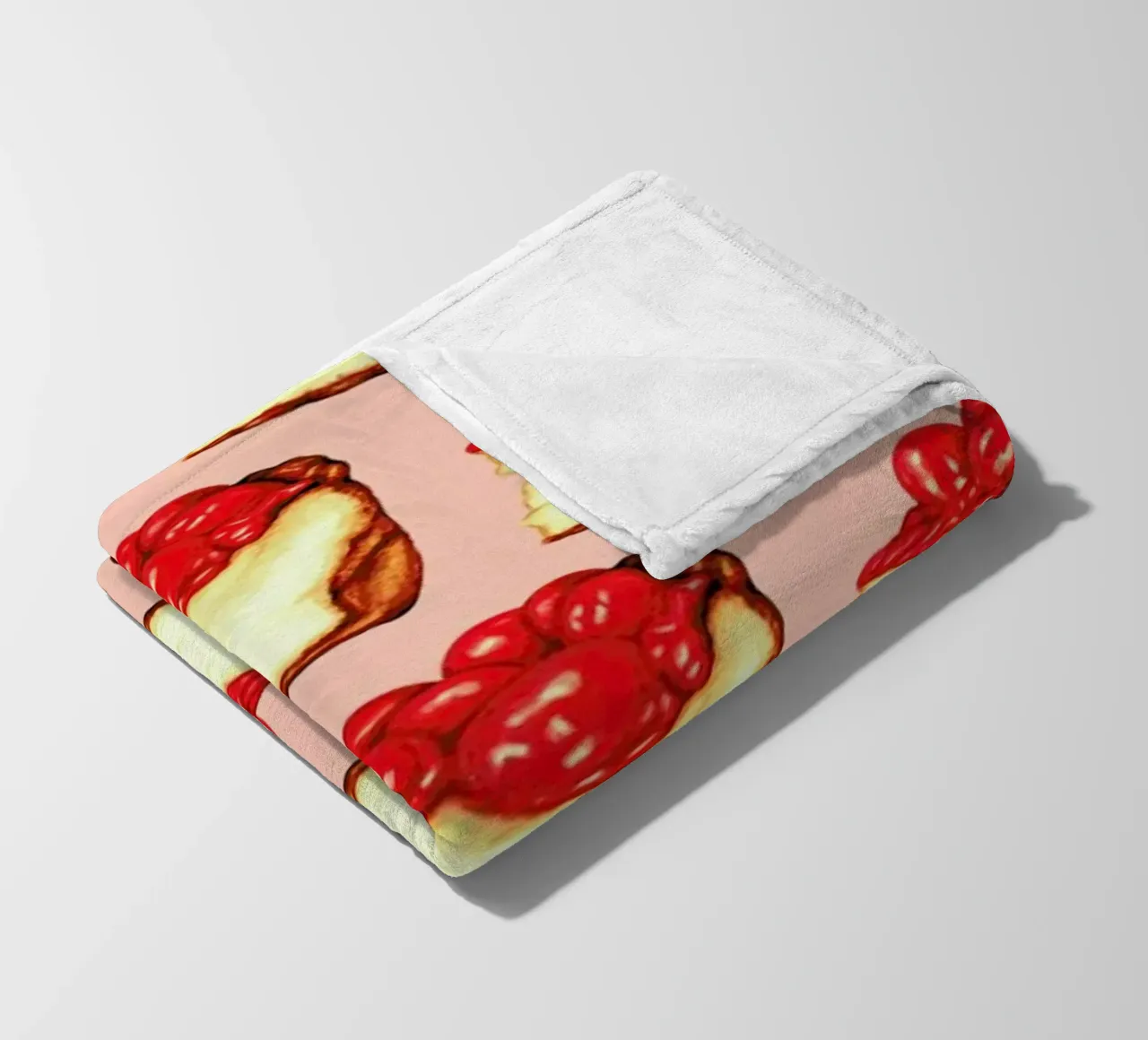 Cherry Cheesecake Pattern Pink fleece blanket by Kelly Gilleran