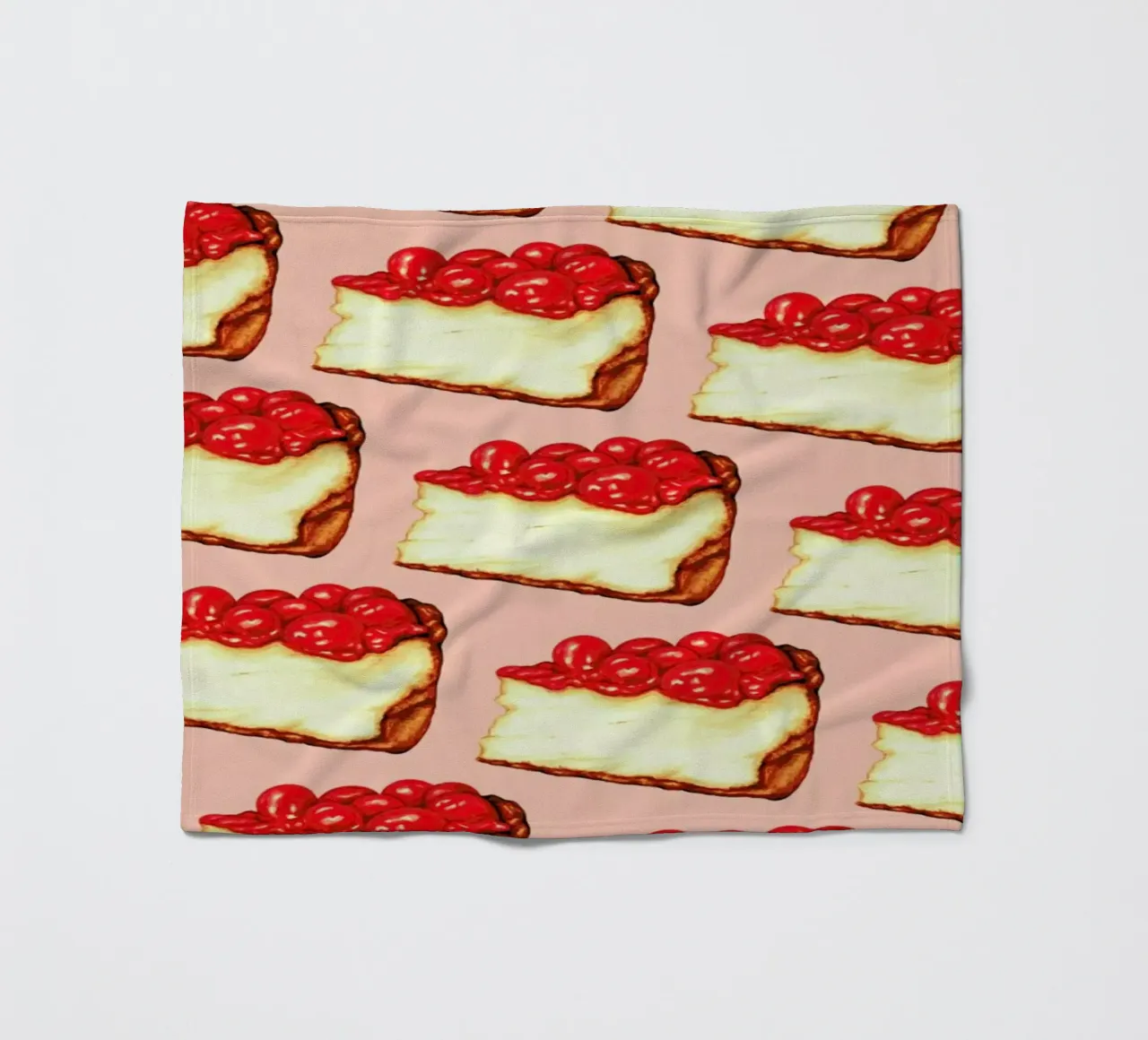 Cherry Cheesecake Pattern Pink fleece blanket by Kelly Gilleran