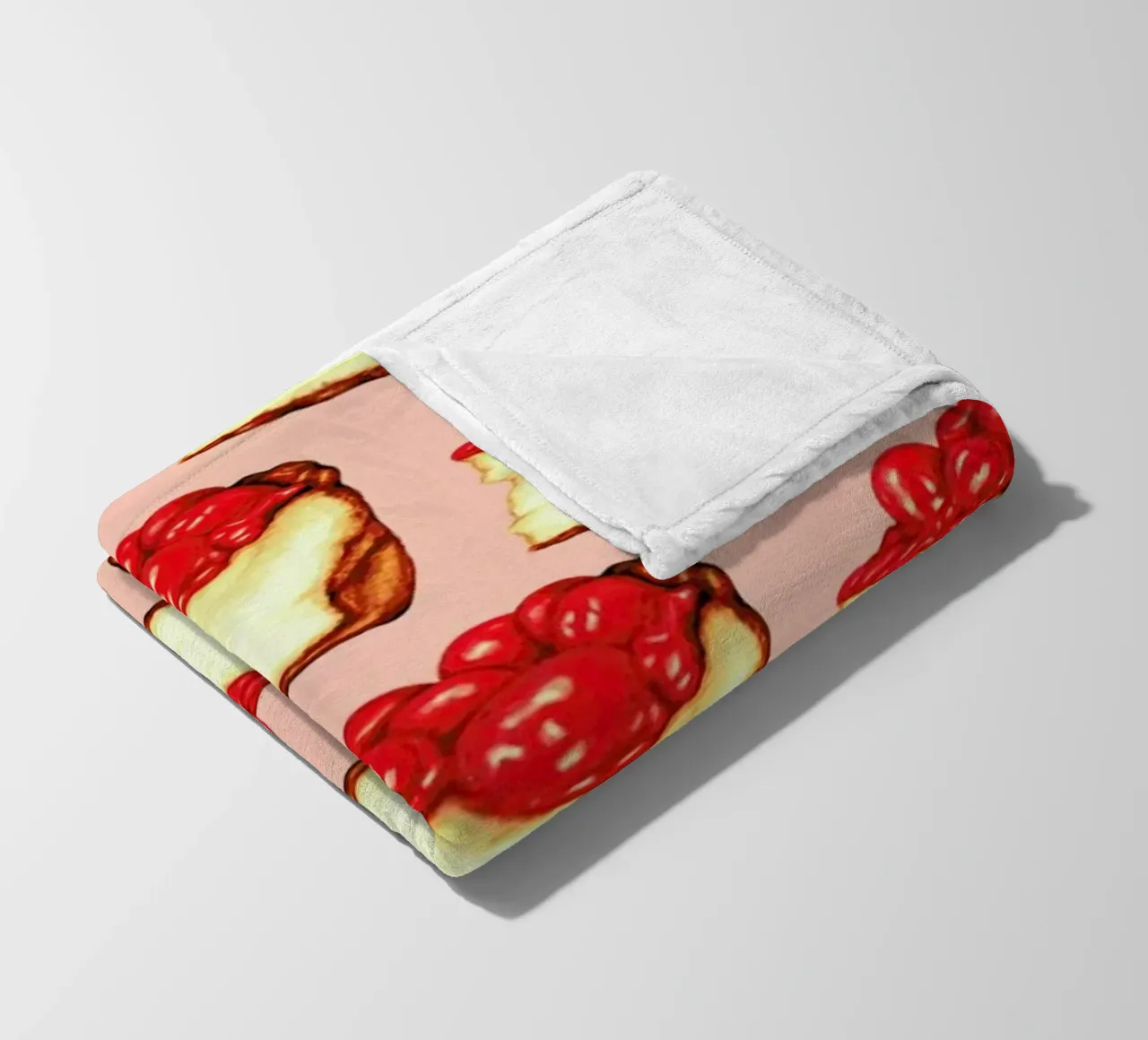 Cherry Cheesecake Pattern Pink fleece blanket by Kelly Gilleran