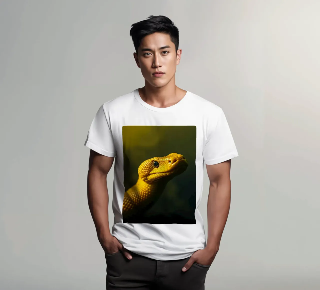 Gros plan sur un python jaune vif enroulé sur lui-même. t-shirt de DesignDoodle