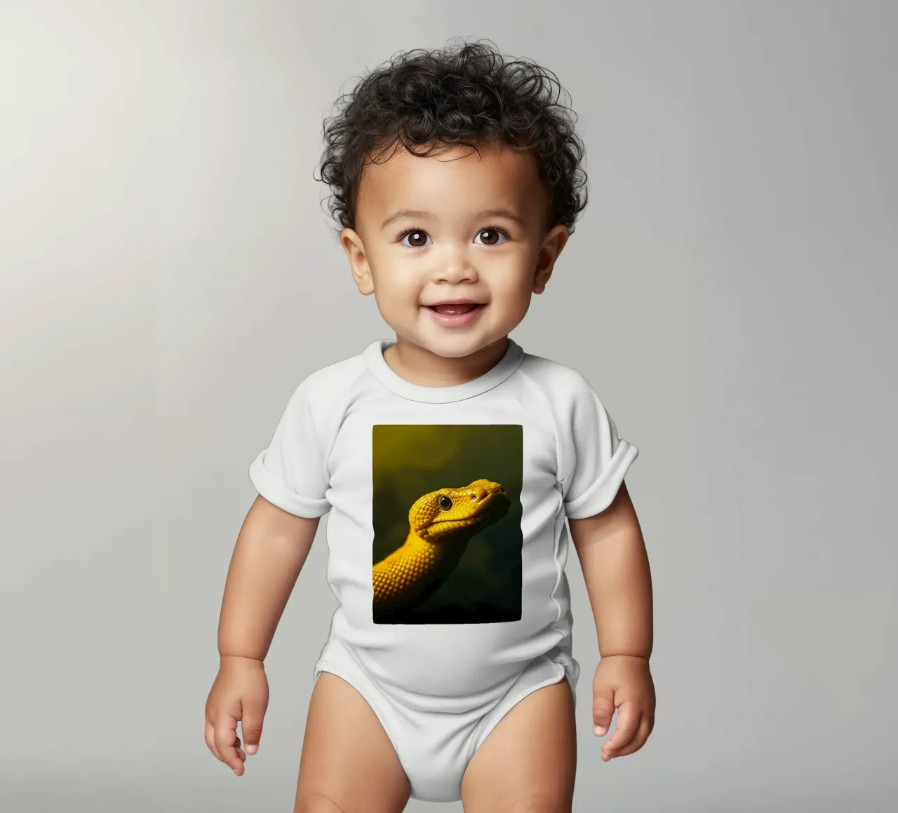Gros plan sur un python jaune vif enroulé sur lui-même. body bébé de DesignDoodle