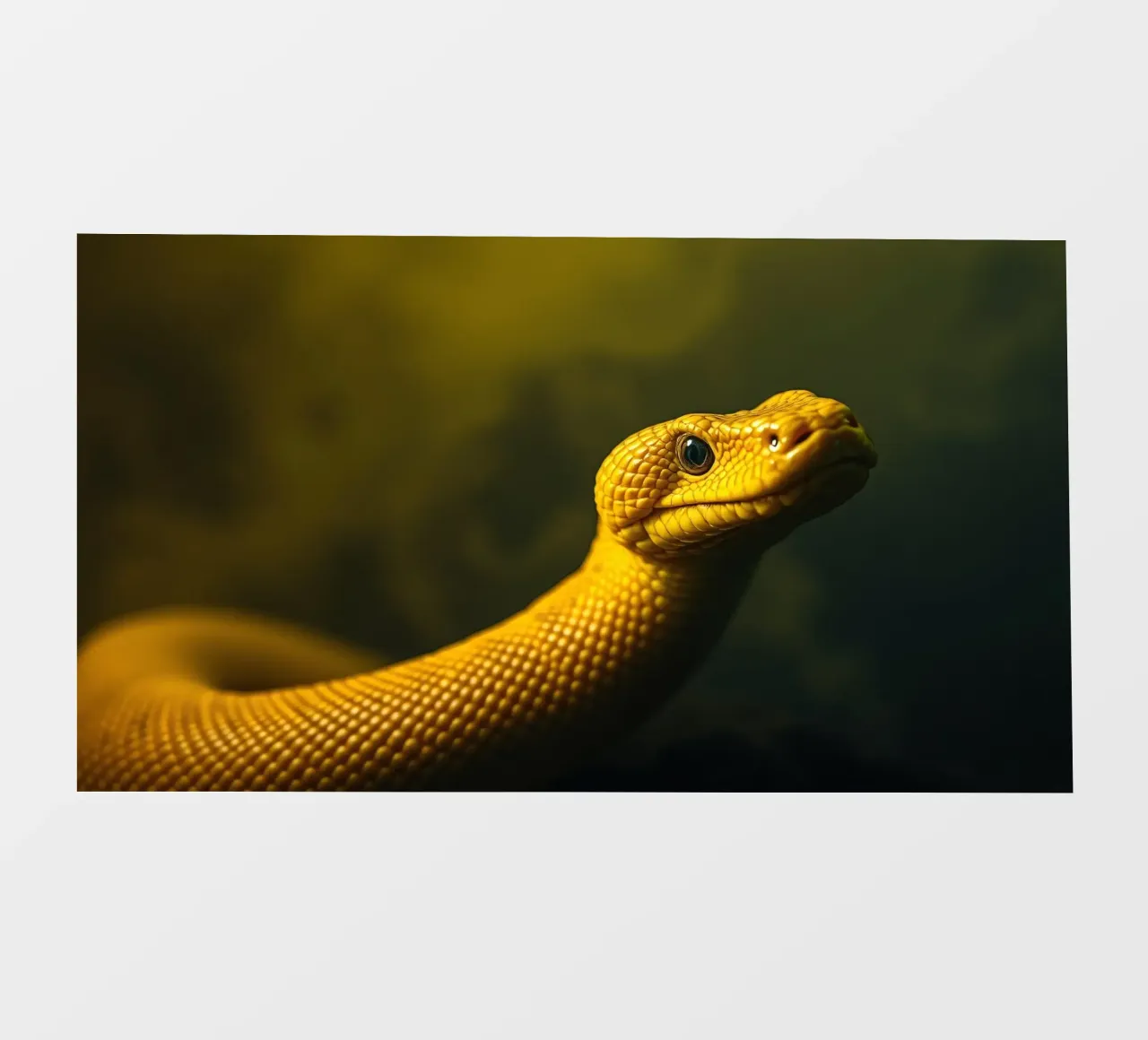 Gros plan sur un python jaune vif enroulé sur lui-même. bâche pvc de DesignDoodle