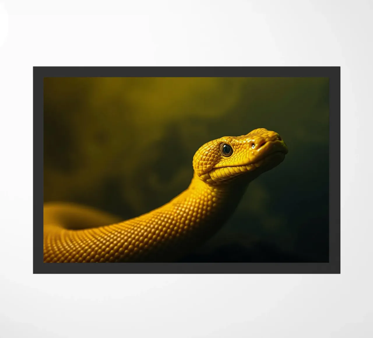 Gros plan sur un python jaune vif enroulé sur lui-même. paillasson de DesignDoodle