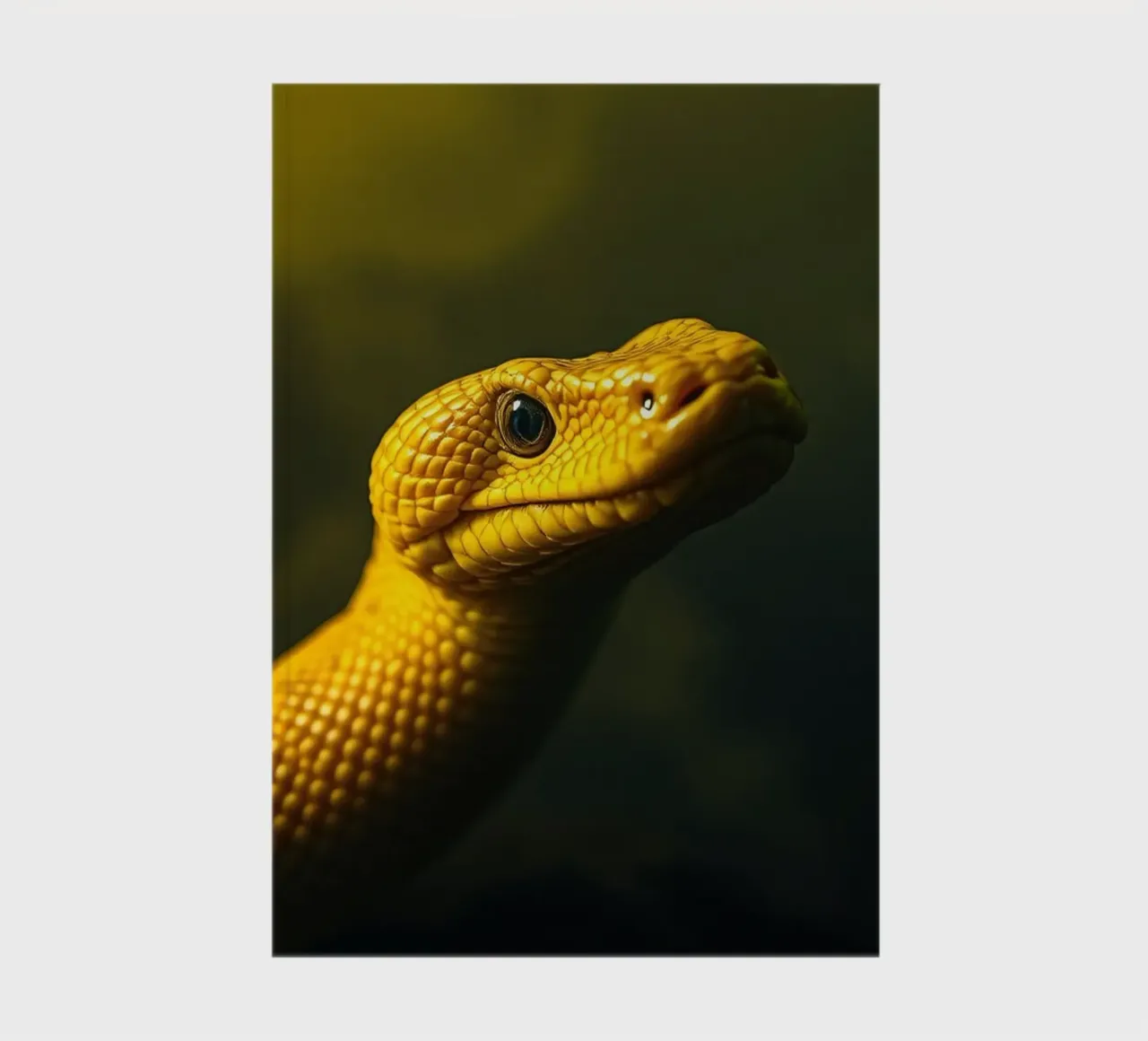 Gros plan sur un python jaune vif enroulé sur lui-même. carnet de notes de DesignDoodle