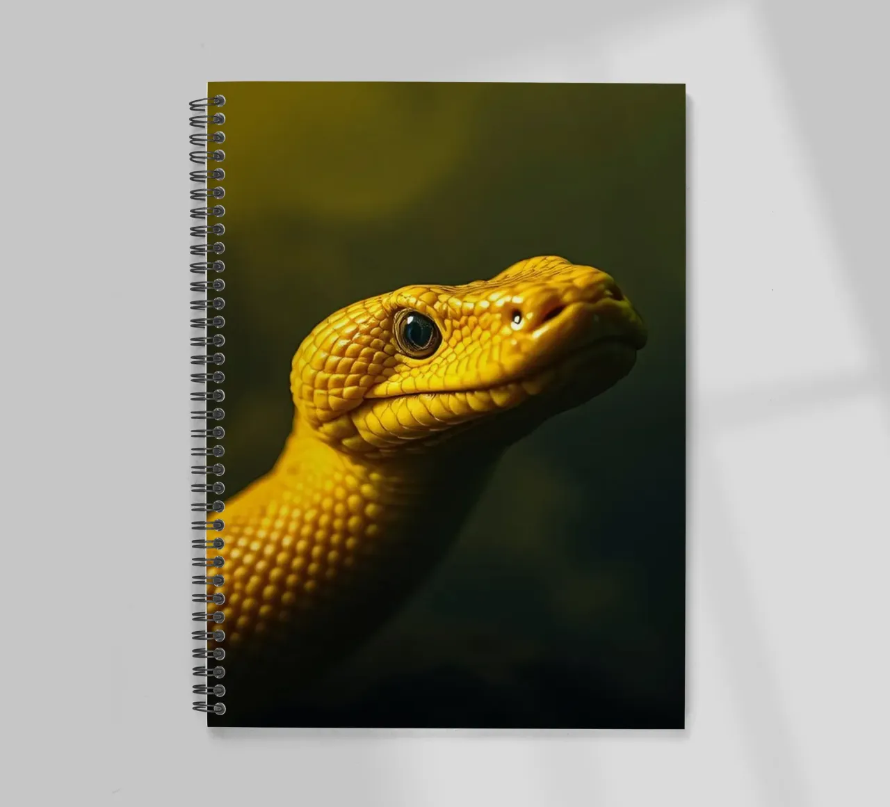 Gros plan sur un python jaune vif enroulé sur lui-même. carnet à spirale de DesignDoodle