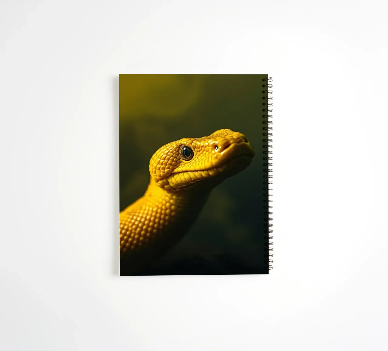 Gros plan sur un python jaune vif enroulé sur lui-même. carnet à spirale de DesignDoodle