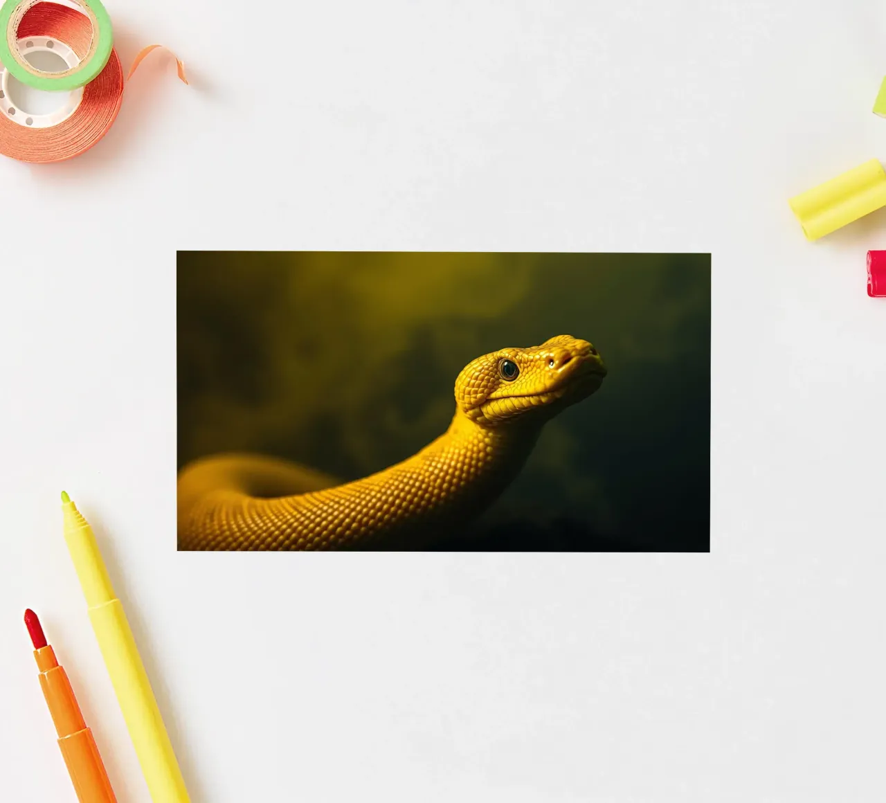 Gros plan sur un python jaune vif enroulé sur lui-même. autocollant de DesignDoodle