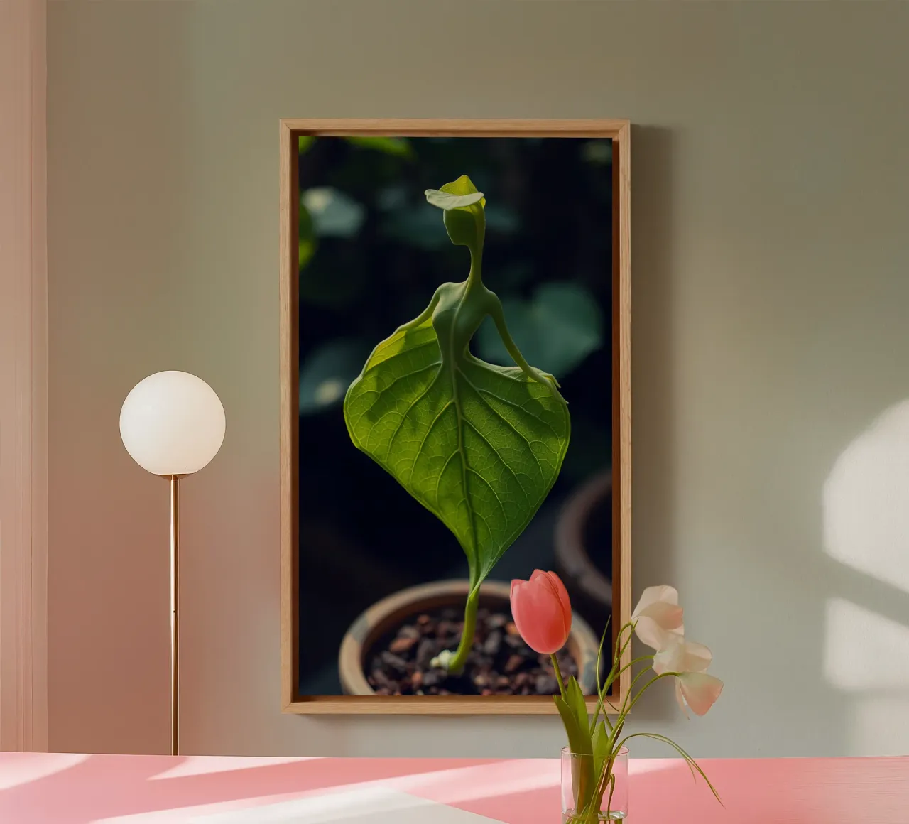 A unique leaf resembling a dancer in natural light canvas by DesignDoodle