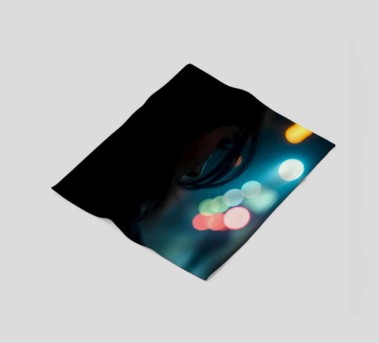 A woman stands in a dimly lit street, gazing in distance fleece blanket by DesignDoodle