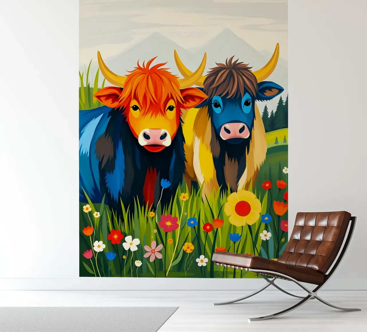 HIGHLAND COWS POP ART photo wallpaper by ARTOMATIC