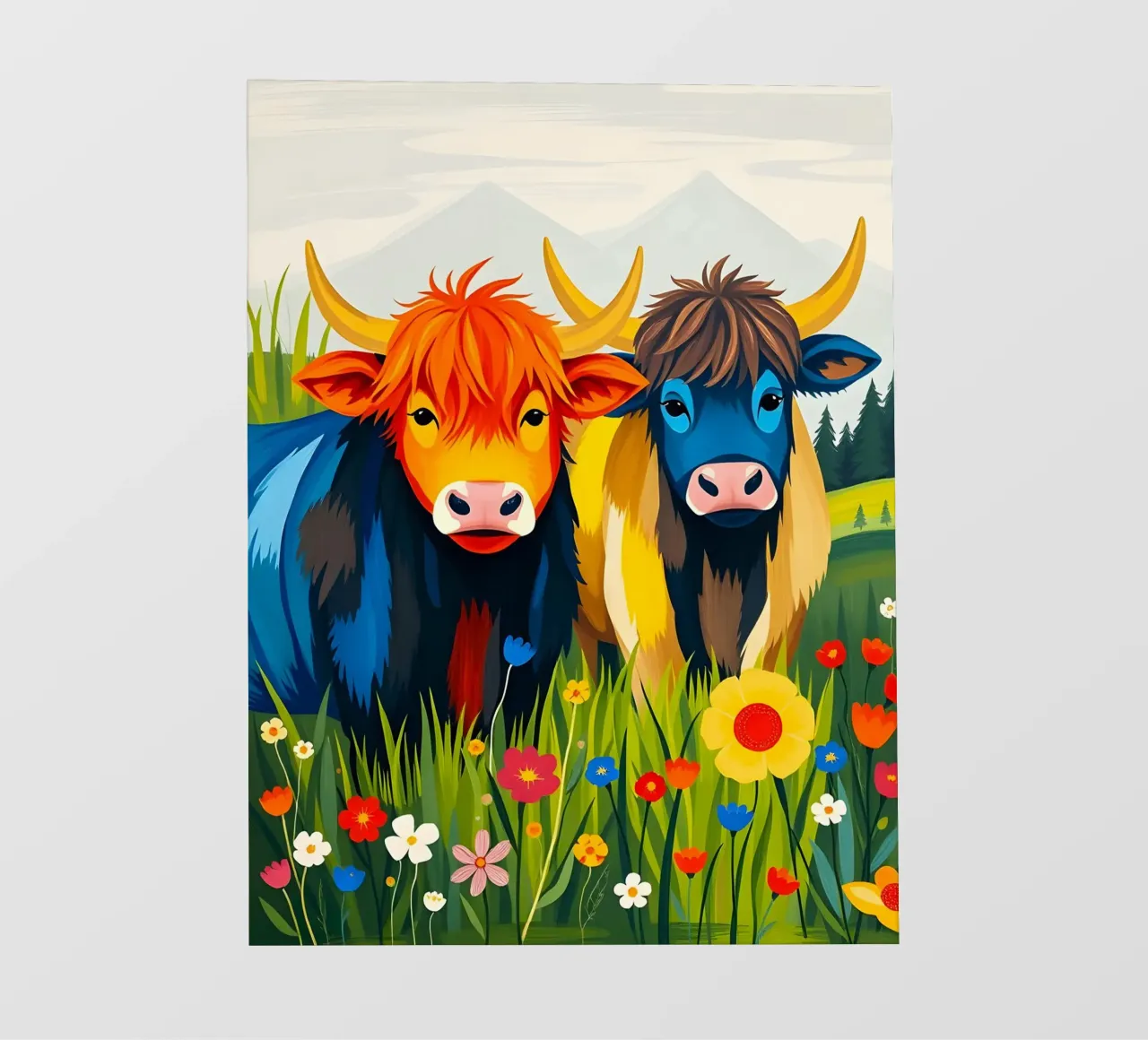 HIGHLAND COWS POP ART photo wallpaper by ARTOMATIC