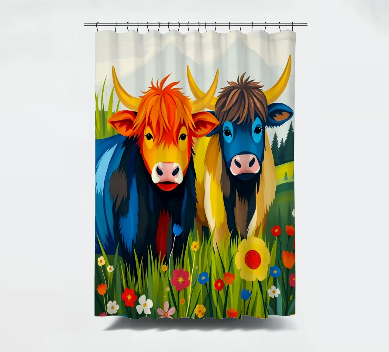 MUCCHE HIGHLAND POP ART tenda da doccia da ARTOMATIC