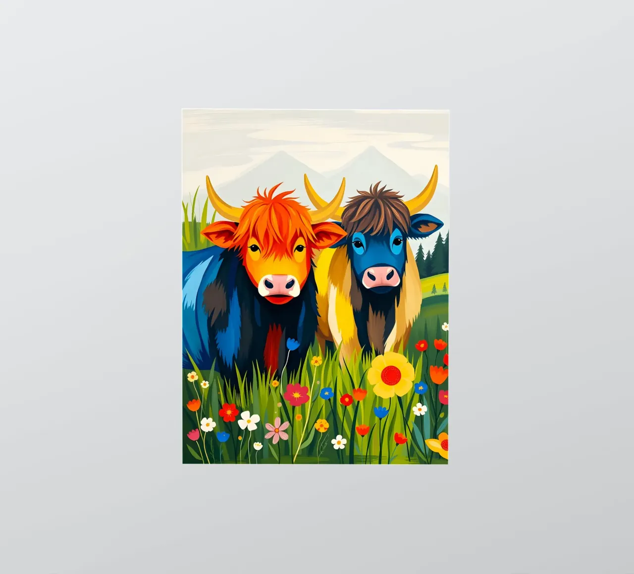 MUCCHE HIGHLAND POP ART adesivo da ARTOMATIC