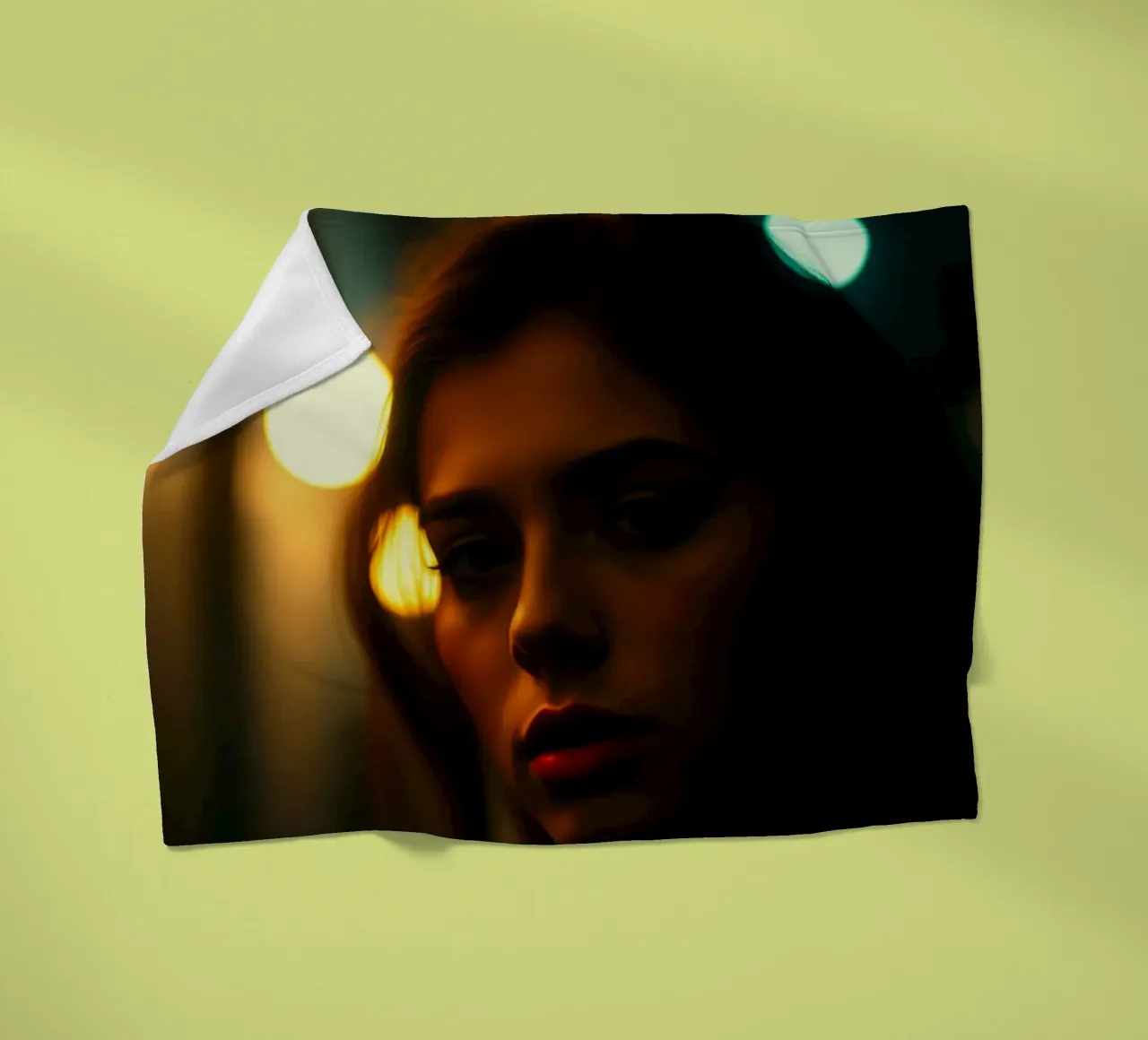 Een jonge vrouw staart peinzend fleecedeken van DesignDoodle