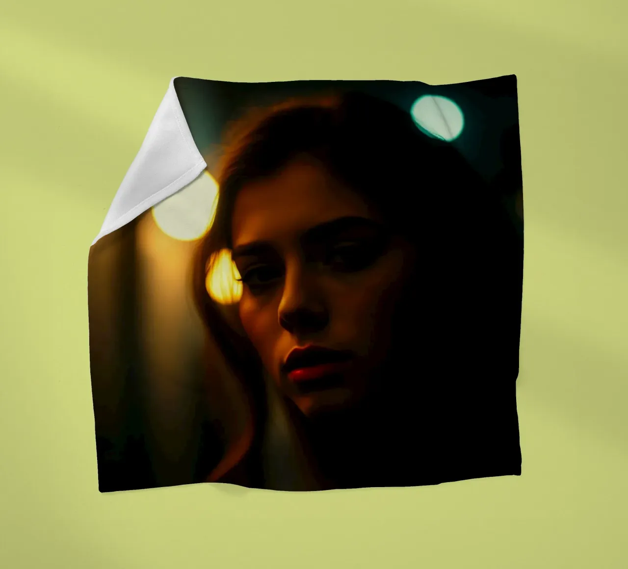 Een jonge vrouw staart peinzend fleecedeken van DesignDoodle