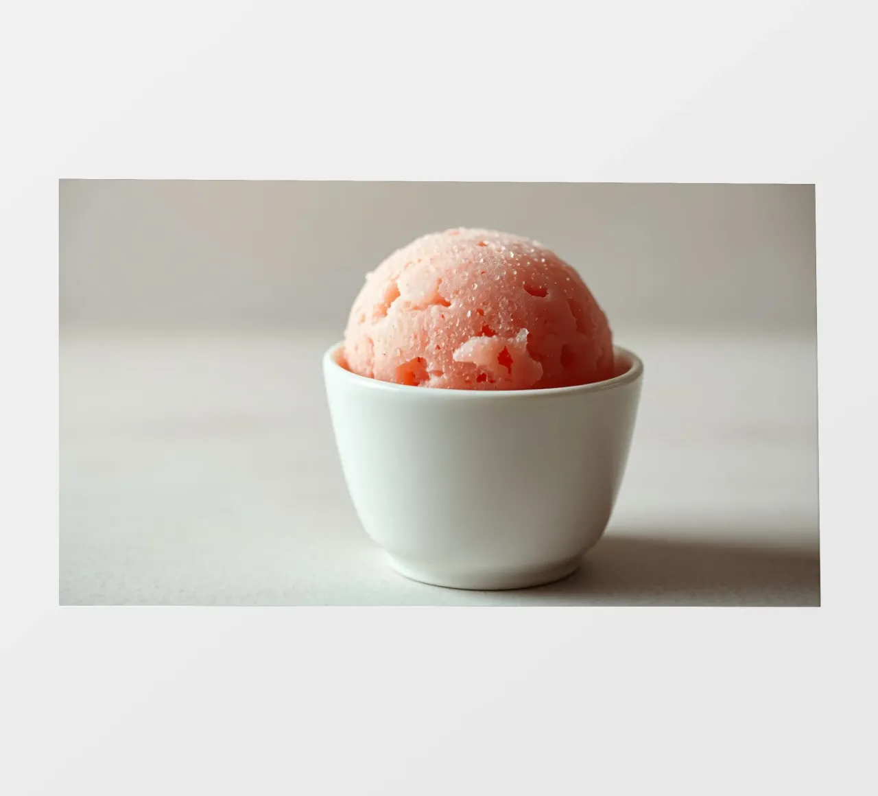 Délicieux sorbet rose servi dans un petit bol blanc papier peint photo de DesignDoodle