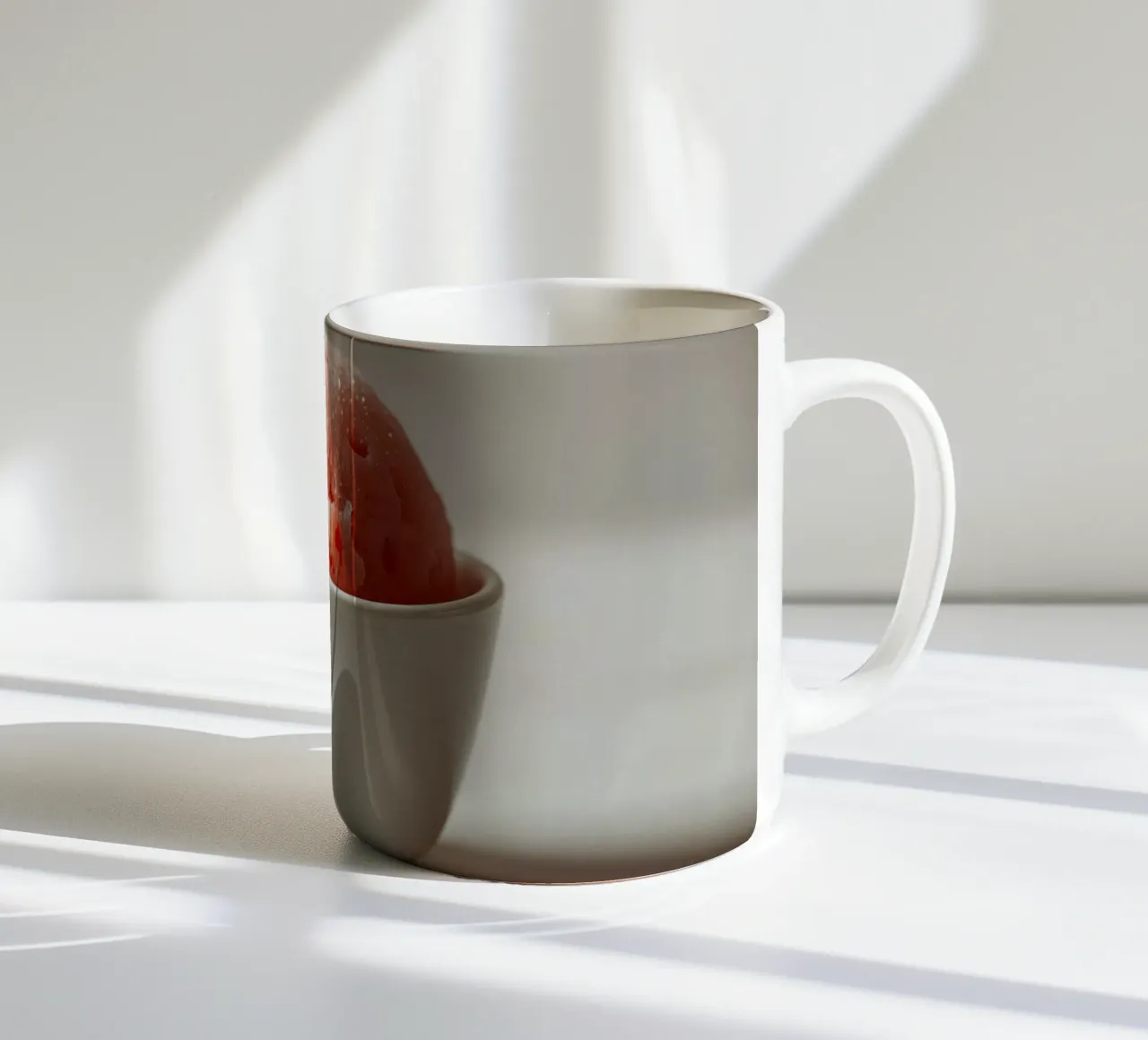 Delizioso sorbetto rosa servito in una piccola ciotola bianca tazza in ceramica da DesignDoodle