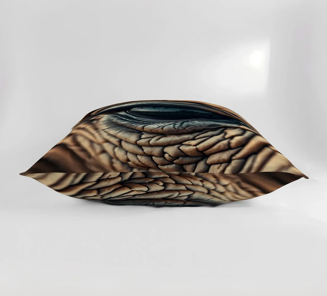 Close-up of an elephant's eye revealing intricate details decorative cushion by DesignDoodle